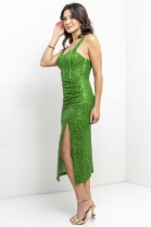 Vestido Midi Fendas Laterais Verde